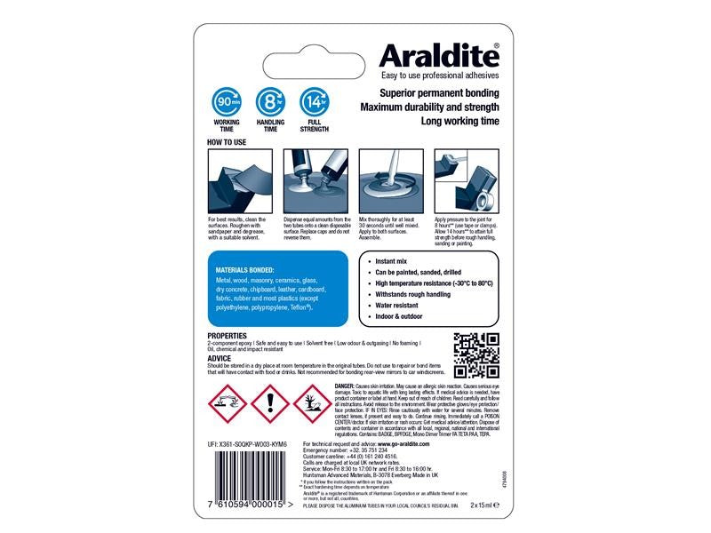 Araldite Standard Epoxy Glue 2 Part 2 x 15ml Tubes