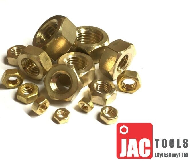 BRASS NUTS FULL HEXAGON FOR BOLTS & SCREWS M2 M3 M4 M5 M6 M8 F&F